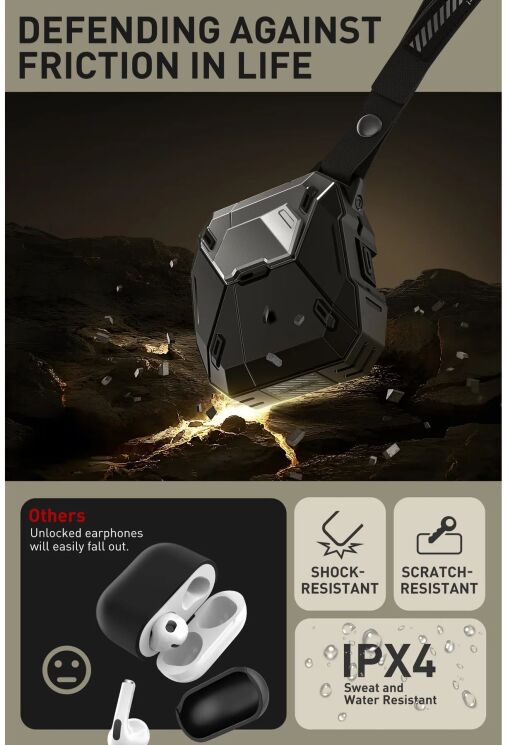 Защитный чехол Supcase Matrix для Apple AirPods 4 - Black: фото 8 из 11