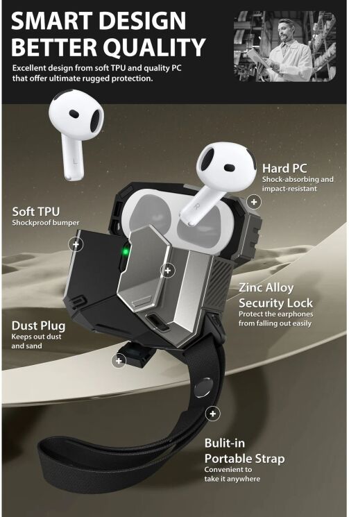Защитный чехол Supcase Matrix для Apple AirPods 4 - Black: фото 10 из 11
