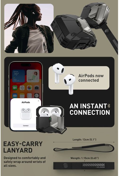 Защитный чехол Supcase Matrix для Apple AirPods 4 - Black: фото 11 из 11