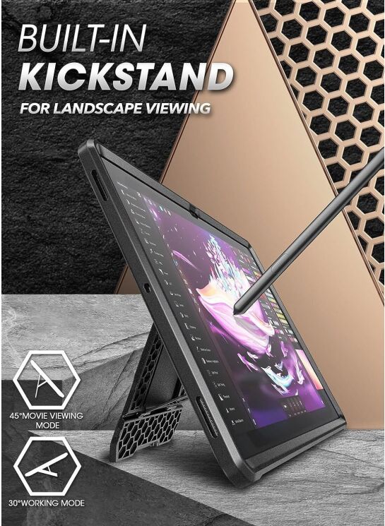 Защитный чехол Supcase Unicorn Beetle Pro Full-Body Case для Samsung Galaxy Tab S8 Ultra (T900/T906) / S9 Ultra (X910/916) - Black: фото 4 из 8