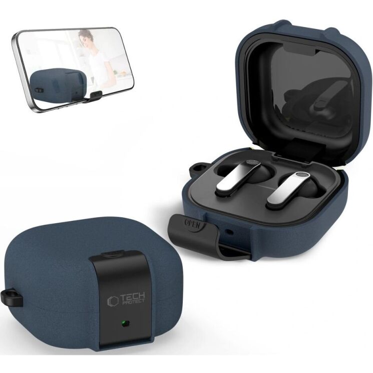 Защитный чехол Tech-Protect Slim Hook для Samsung Galaxy Buds 4 / Buds 4 Pro - Fluffy Blue: фото 5 из 10