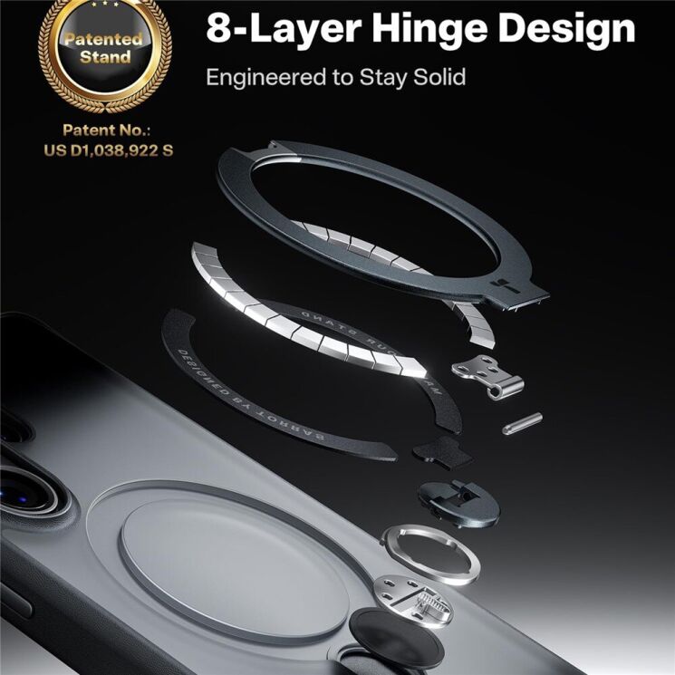 Захисний чохол TORRAS Ostand Q3 Spin (with MagSafe) для Samsung Galaxy S26 Ultra - Transparent: фото 5 з 17