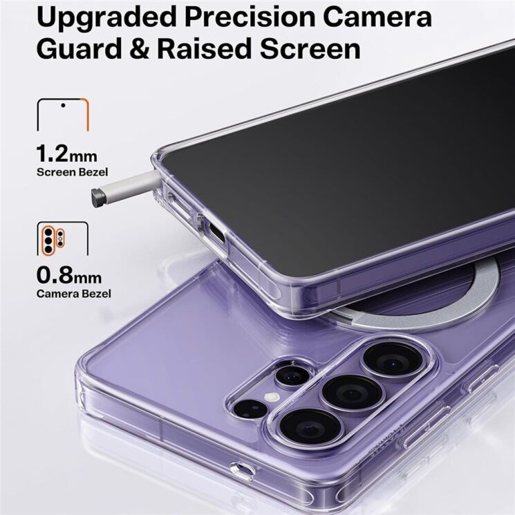 Захисний чохол TORRAS Ostand Q3 Spin (with MagSafe) для Samsung Galaxy S26 Ultra - Transparent: фото 13 з 17