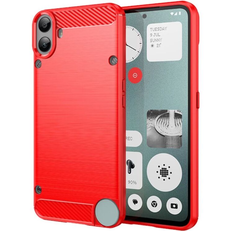 Защитный чехол UniCase Carbon для Nothing CMF Phone 1 - Red: фото 1 из 9