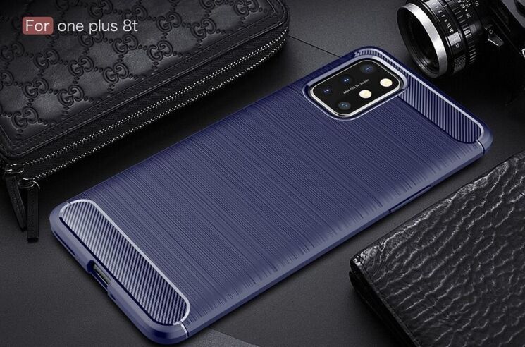 Силиконовый (TPU) чехол UniCase Carbon для OnePlus 8T - Blue: фото 2 из 11