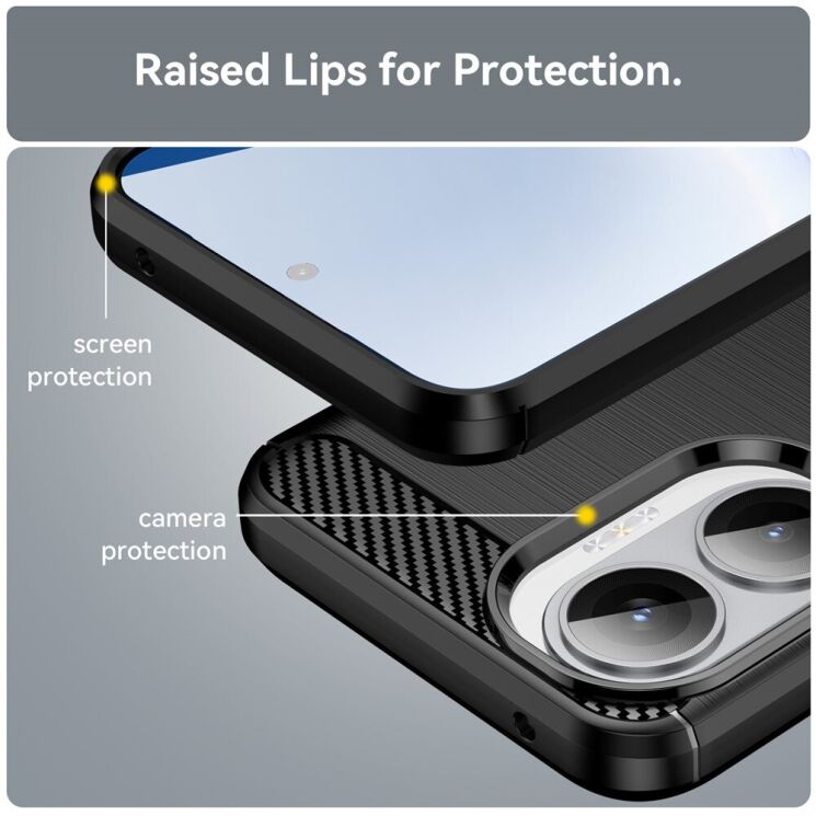 Захисний чохол UniCase Carbon для Xiaomi Poco F7 - Black: фото 6 з 8
