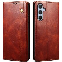 Захисний чохол UniCase Leather Wallet для Samsung Galaxy S24 FE (S721) - Brown: фото 1 з 6