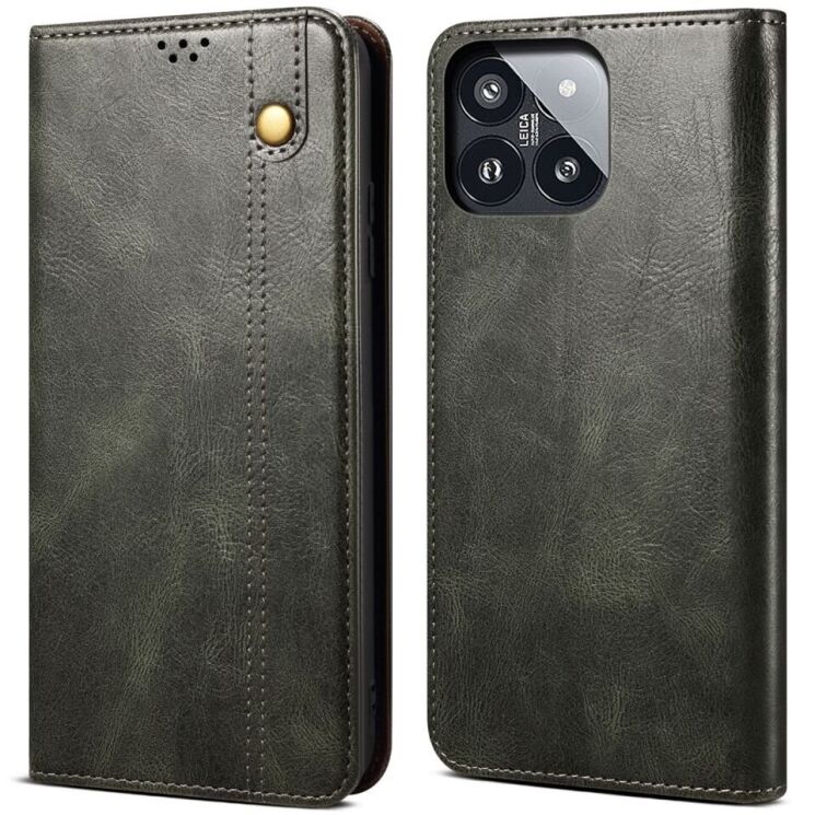 Защитный чехол UniCase Leather Wallet для Xiaomi 14 Pro - Green: фото 1 из 7