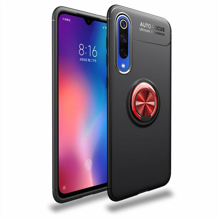 Защитный чехол UniCase Magnetic Ring для Xiaomi Mi 9 SE - Black / Red: фото 1 из 12