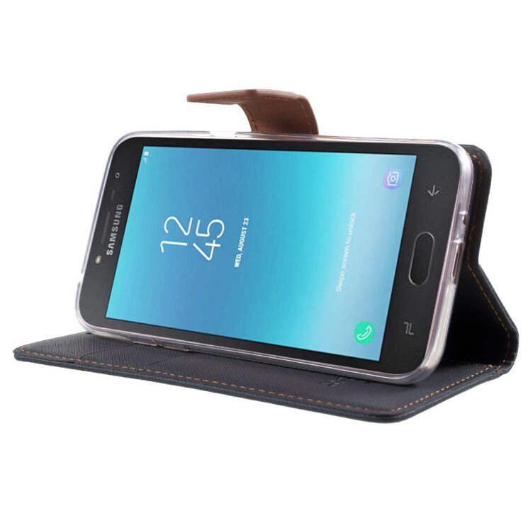 Чохол-книжка ROAR KOREA Cloth Texture для Samsung Galaxy J2 2018 (J250) - Black: фото 4 з 8