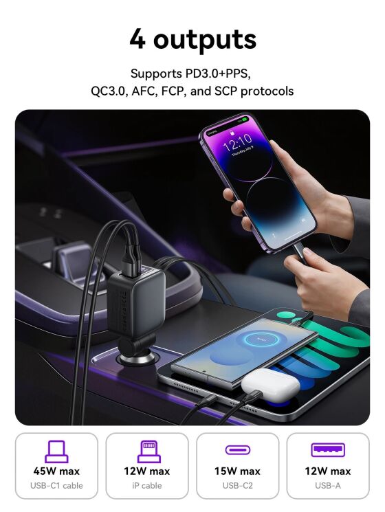 Автомобильное зарядное устройство Hoco Z67A Triunfar PD60W (USB + Type-C) + кабель Type-C to Lightning - Black (923416B) Автомобильное зарядное устройство Hoco Z67A Triunfar PD60W (USB + Type-C) + кабель Type-C to Lightning - Black: фото 9 из 16