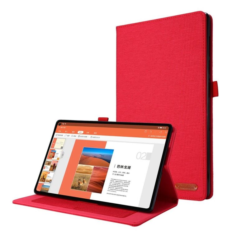 Чехол Deexe Cloth Style для Lenovo Tab M10 Plus 1/2 Gen (TB-X606) - Red: фото 1 из 6