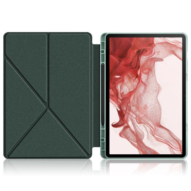 Чехол Deexe Origami Case для Samsung Galaxy Tab S9 Plus / S10 Plus (X810/816/820/826) - Blackish Green: фото 2 из 7