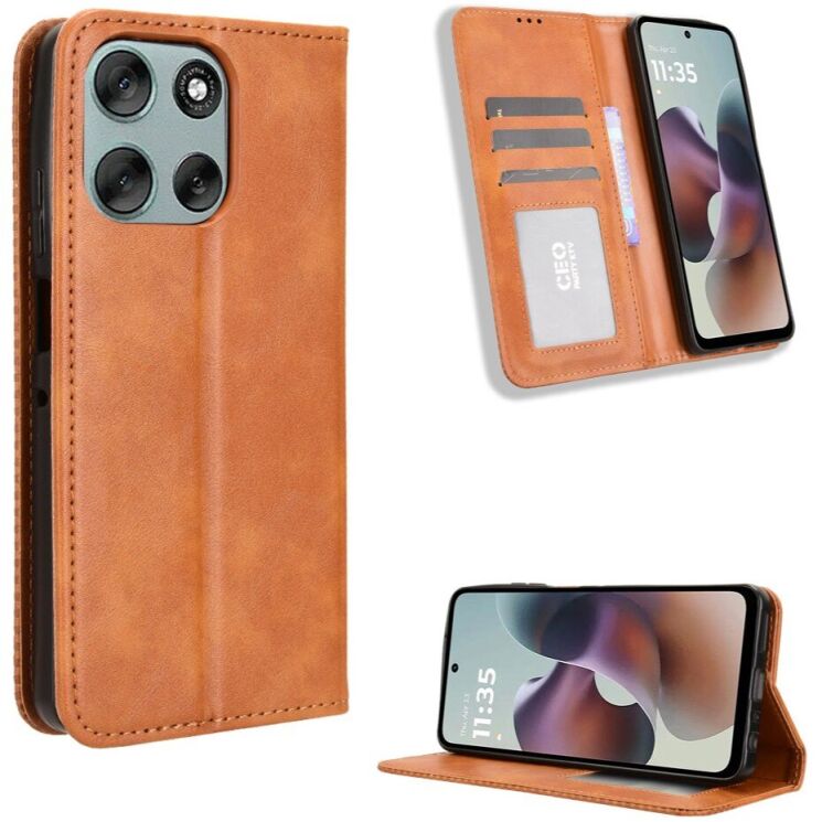 Чохол Deexe Retro Style для Motorola Moto G56 - Brown: фото 2 з 15