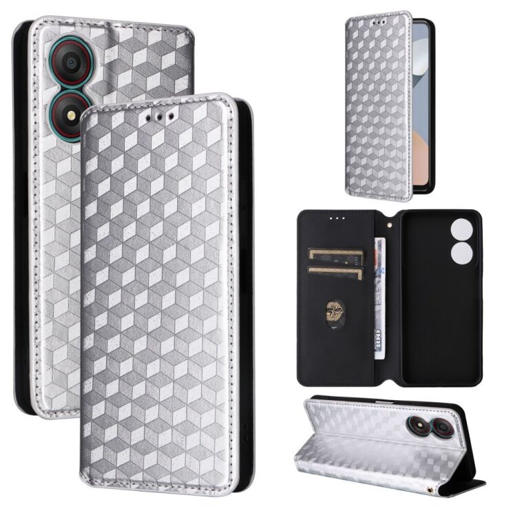 Чехол Deexe Rhombus Book для ZTE Blade A34 - Silver: фото 7 из 9