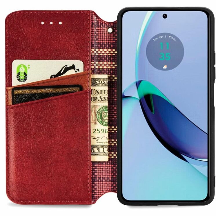 Чехол Deexe Rhombus Wallet для Motorola Moto G84 - Red: фото 2 из 6