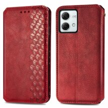 Чехол Deexe Rhombus Wallet для Motorola Moto G84 - Red: фото 1 из 6