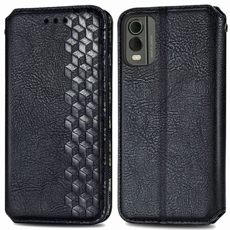 Чехол Deexe Rhombus Wallet для Nokia C32 - Black: фото 1 из 7