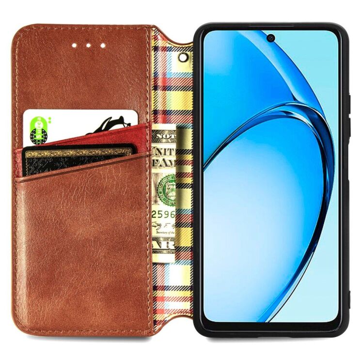 Чехол Deexe Rhombus Wallet для OPPO A60 - Brown: фото 2 из 9