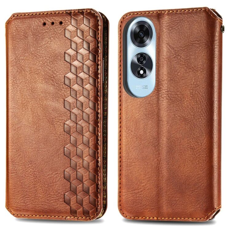 Чехол Deexe Rhombus Wallet для OPPO A60 - Brown: фото 1 из 9