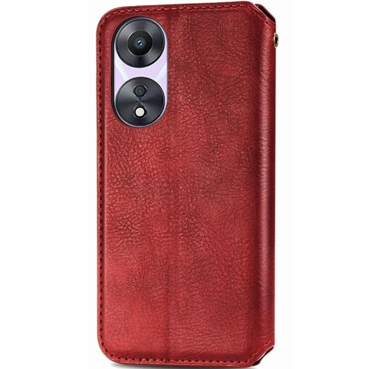 Чохол Deexe Rhombus Wallet для OPPO A78 - Red: фото 6 з 10