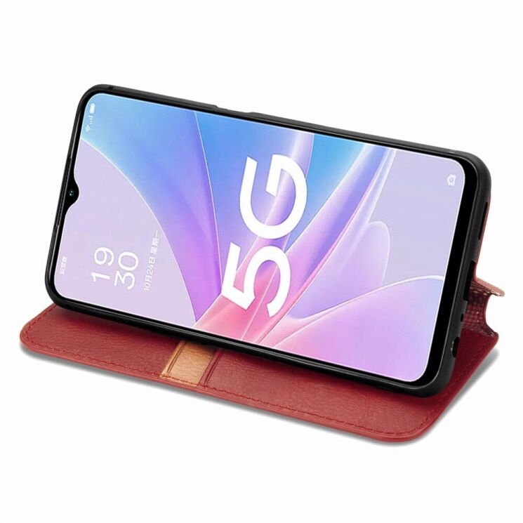 Чохол Deexe Rhombus Wallet для OPPO A78 - Red: фото 3 з 10