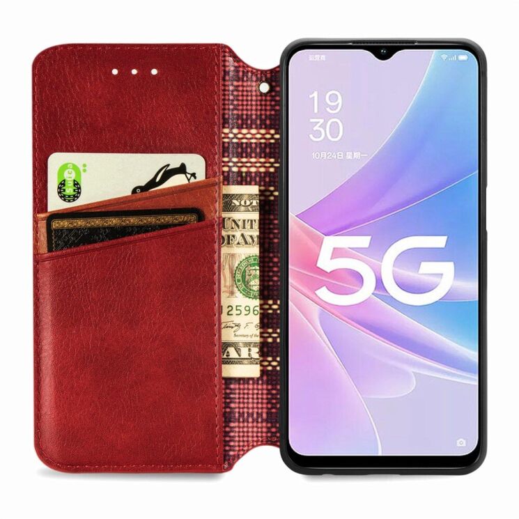 Чохол Deexe Rhombus Wallet для OPPO A78 - Red: фото 2 з 10