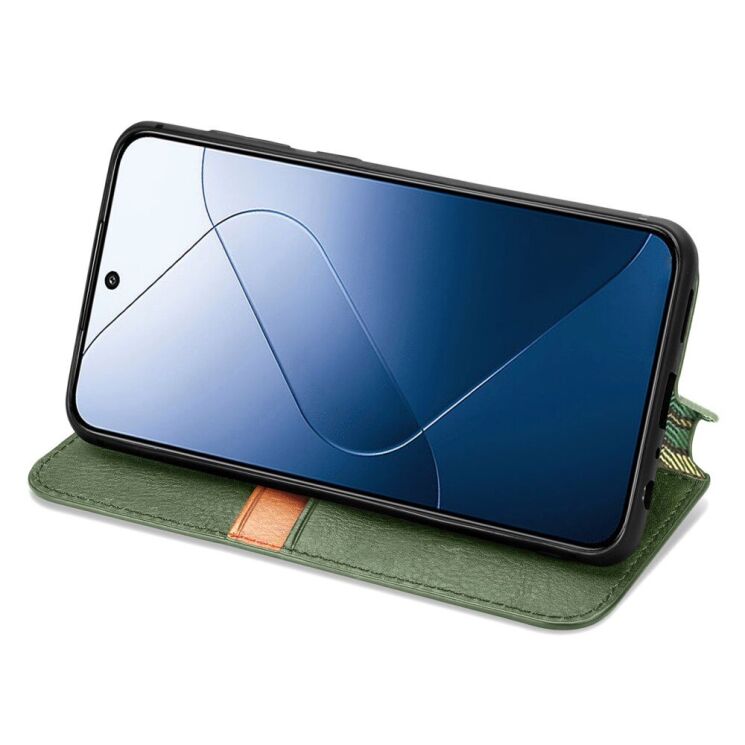 Чехол Deexe Rhombus Wallet для Xiaomi 14T - Green: фото 3 из 6