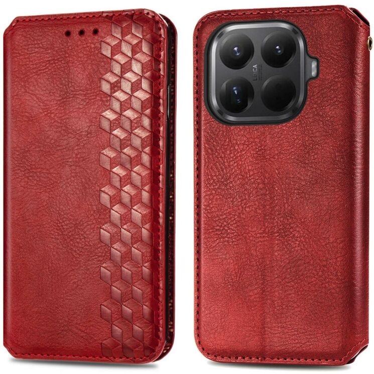 Чохол Deexe Rhombus Wallet для Xiaomi 15T Pro - Red: фото 1 з 6