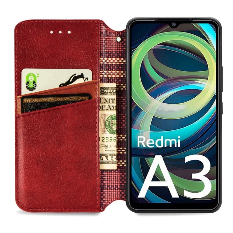 Чехол Deexe Rhombus Wallet для Xiaomi Redmi A3 - Red: фото 2 из 10
