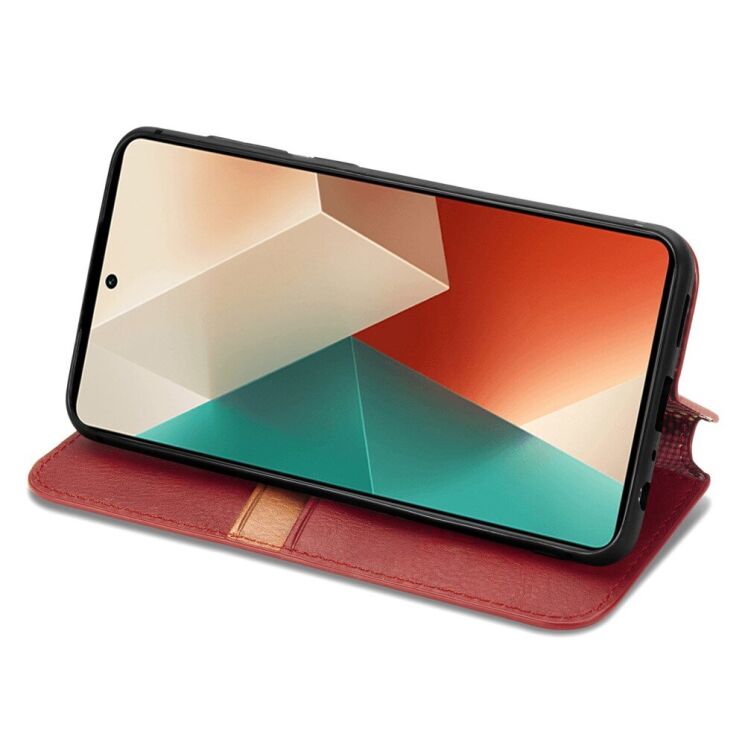Чехол Deexe Rhombus Wallet для Xiaomi Redmi Note 13 5G - Red: фото 3 из 10