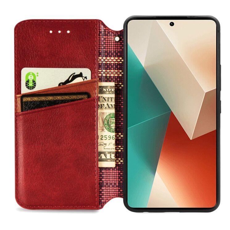 Чехол Deexe Rhombus Wallet для Xiaomi Redmi Note 13 5G - Red: фото 2 из 10