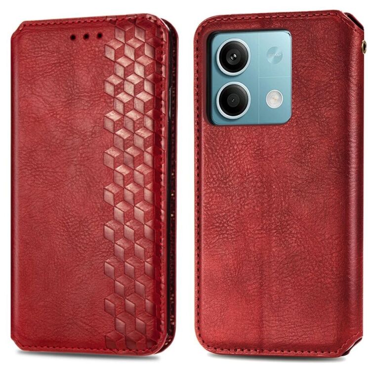 Чехол Deexe Rhombus Wallet для Xiaomi Redmi Note 13 5G - Red: фото 1 из 10