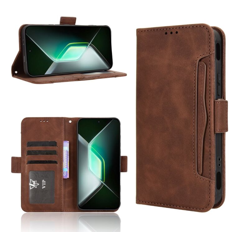 Чехол Deexe Wallet Stand для Infinix GT 30 Pro - Brown: фото 8 из 15