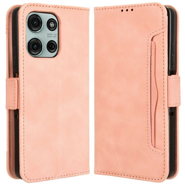 Чехол Deexe Wallet Stand для Motorola Moto G75 - Pink: фото 1 из 8