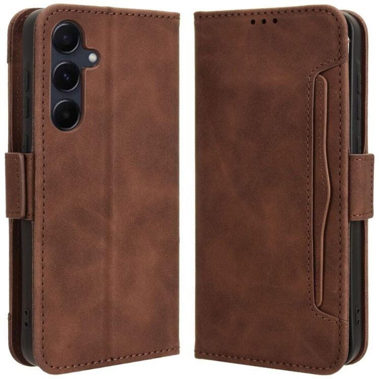 Чехол Deexe Wallet Stand для Samsung Galaxy A55 (A556) - Brown: фото 1 из 7