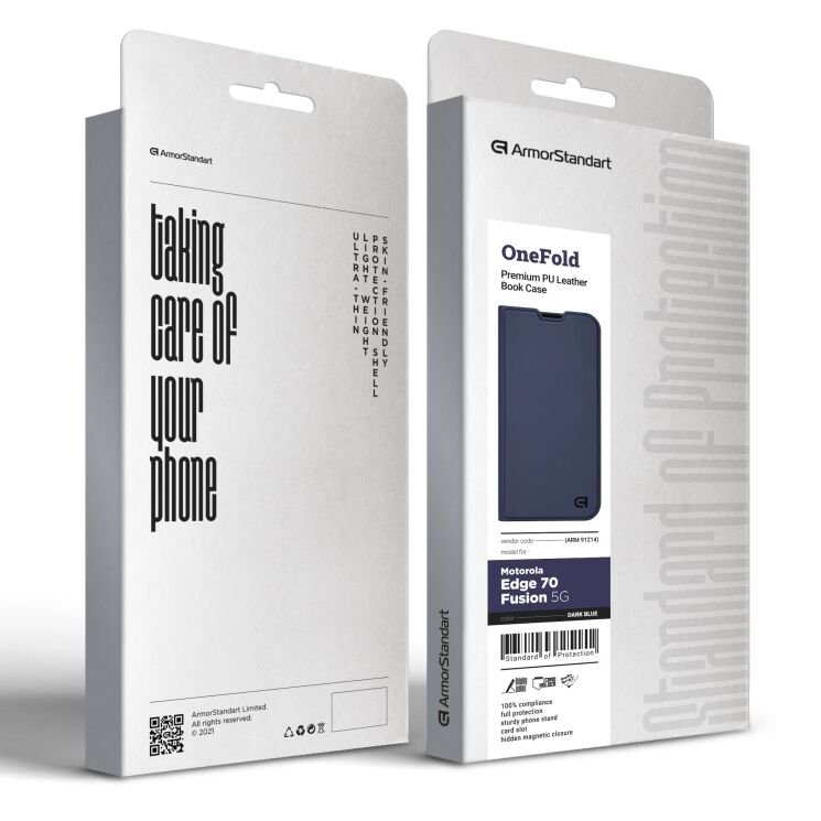 Чехол-книжка ArmorStandart OneFold Case для Motorola Edge 70 Fusion - Dark Blue: фото 4 из 7