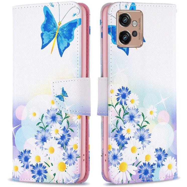 Чехол-книжка Deexe Color Wallet для Motorola Moto G32 - Butterfly and Flowers: фото 1 из 7
