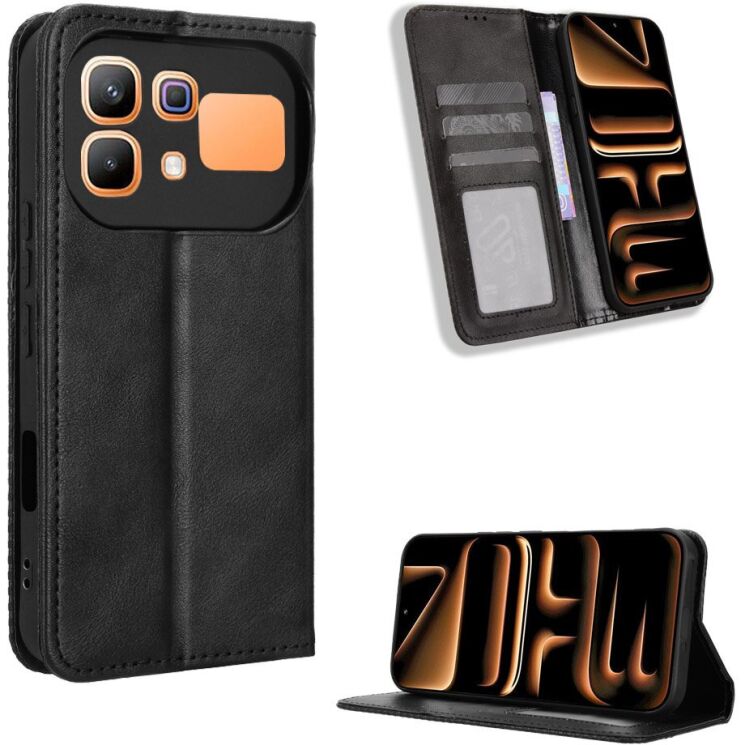 Чохол-книжка Deexe Retro Style для Infinix Note 60 / 60 Pro - Black (409302B) Чохол-книжка Deexe Retro Style для Infinix Note 60 / 60 Pro - Black: фото 1 з 18
