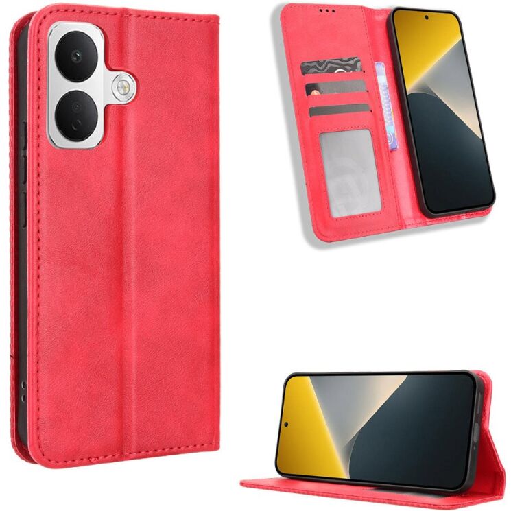 Чохол-книжка Deexe Retro Style для Xiaomi Poco X8 - Red (219911R) Чохол-книжка Deexe Retro Style для Xiaomi Poco X8 - Red: фото 2 з 18