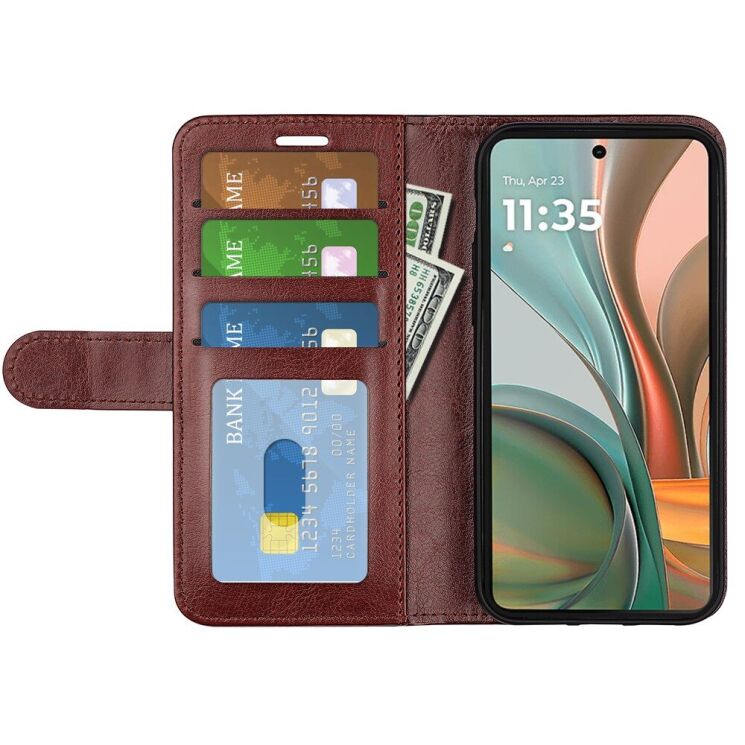Чехол-книжка Deexe Wallet Style для Motorola Moto G75 - Brown: фото 2 из 8