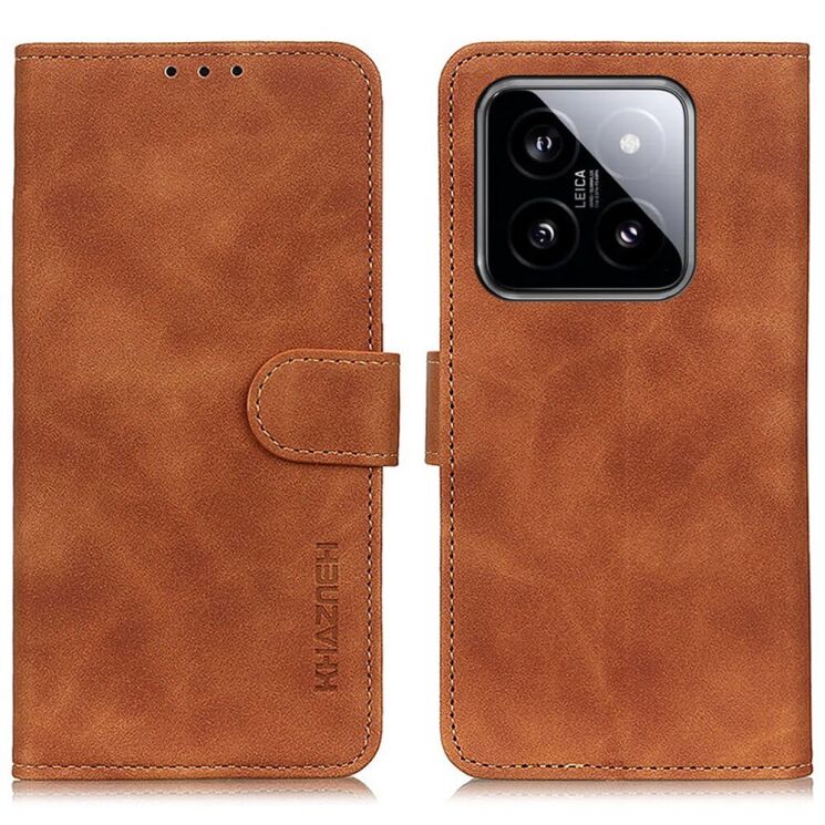 Чехол-книжка KHAZNEH Retro Wallet для Xiaomi 14 Pro - Brown: фото 1 из 9