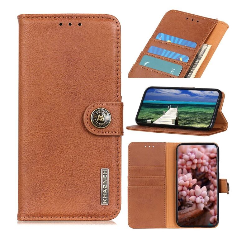 Чехол-книжка KHAZNEH Wallet Cover для Motorola Edge 20 Lite - Brown: фото 1 из 10