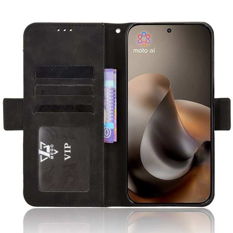 Чехол-книжка с карманами Deexe Wallet Stand для Motorola Moto G77 - Black: фото 4 из 14