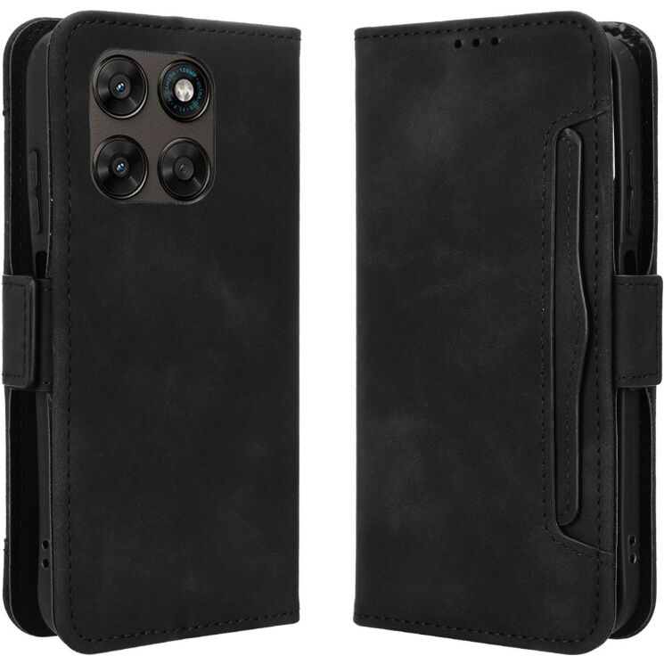 Чехол-книжка с карманами Deexe Wallet Stand для Motorola Moto G77 - Black: фото 1 из 14