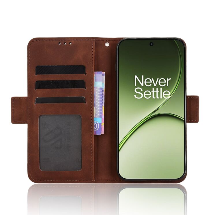 Чехол-книжка с карманами Deexe Wallet Stand для OnePlus 15T - Brown: фото 5 из 15