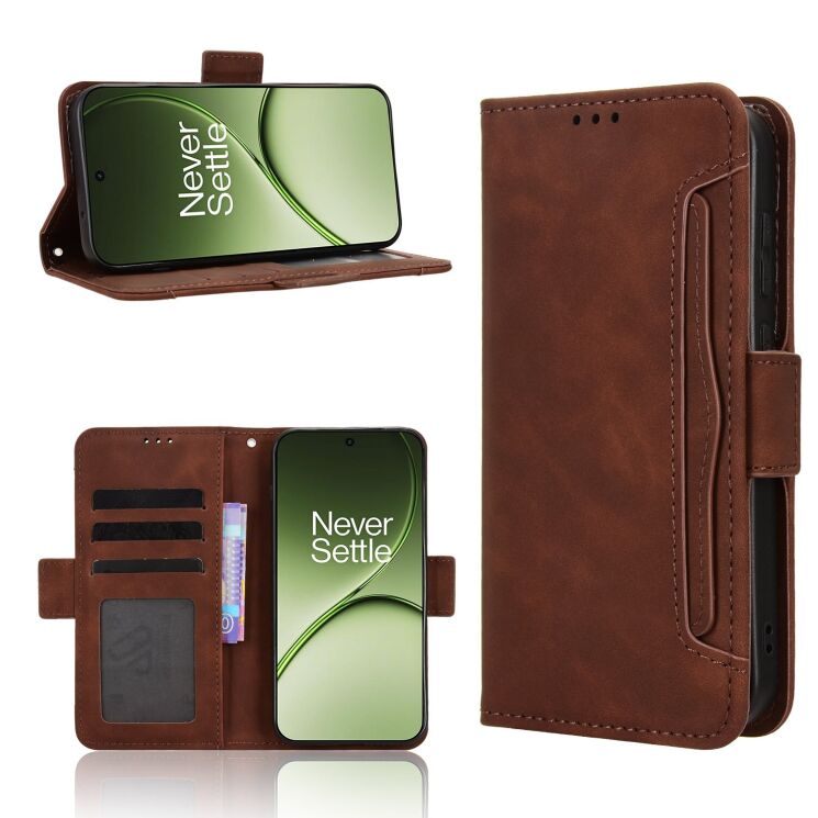 Чехол-книжка с карманами Deexe Wallet Stand для OnePlus 15T - Brown: фото 8 из 15
