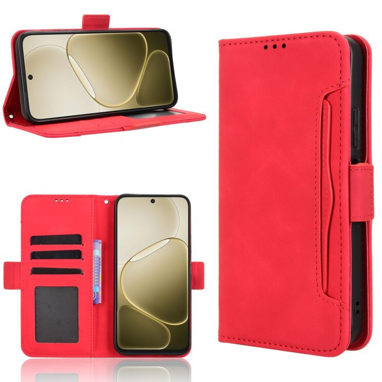 Чехол-книжка с карманами Deexe Wallet Stand для OPPO A6s / A6 - Red: фото 7 из 15
