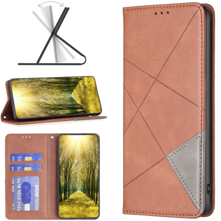 Чехол-книжка с карманами UniCase Geometric Pattern для Samsung Galaxy S26 Ultra - Brown: фото 4 из 10
