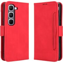 Чехол-книжка с кармашками Deexe Wallet Stand для Infinix Hot 70 Pro - Red: фото 1 из 15